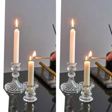 6pcs Palace Candle Holder, Transparent Candle Holders, Natural Crystal Design Candle Holders, Suitable For Home Tabletop Decoration, Candle Centerpiece, Wedding Decoration, Romantic Dinner Candles, Birthday Party, Festival