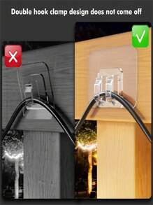 Ganci adesivi per luci a catena da esterno: 20/50/100 pezzi, senza danni, senza strumenti, senza fori, resistenti all'acqua e ai raggi UV, adatti per decorazioni interne ed esterne, ideali per Natale, perfetti per il ritorno a scuola, Natale e Ognissanti