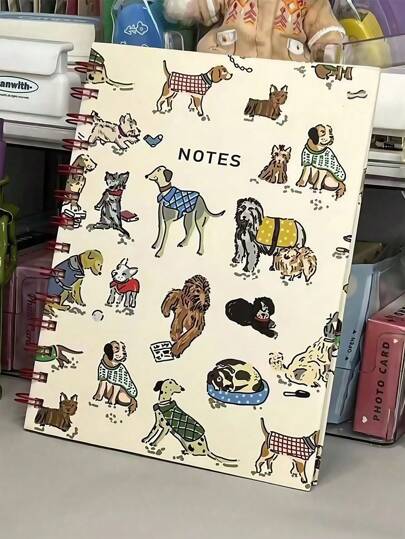 1 pezzo Taccuino a spirale con motivo carino di cani, dall'aspetto raffinato, blocco note staccabile unico e pratico in formato A5 o B5, forniture scolastiche, per il ritorno a scuola