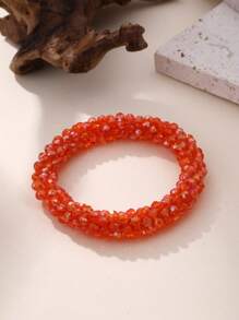 1 pieza Regalo de festival Popular pulsera de cuentas de cristal artificial apilable y elástica para mujeres y hombres de 6.5-8 pulgadas, para uso diario, vacaciones, festivales, regalo, joyería llamativa