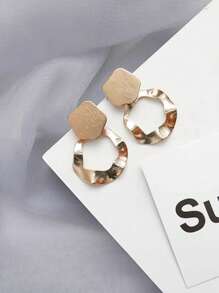 1 Pair Fashionable Women's Asymmetrical Metal Circle Earrings, New Versatile Elegant Accessory, Luxury Style