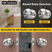 CML Hardware Keyed Entry Door Knob Set, Entran Door Lock In  Stainless Steel For Exterior And Interior, Round Ball Handle, 1 Pack - 1+Stain Stainless - View 7