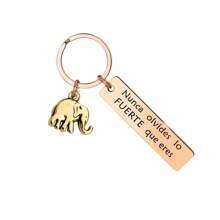 1 pieza Llavero de acero inoxidable con elefante de energía positiva inspiradora para hombres, decoración de coche, mochila, accesorio de Halloween, dije de bolso, accesorio escolar, gótico lindo Y2k