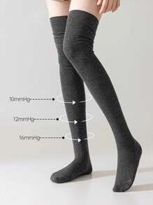 1 Pair White Over-The-Knee Socks For Women, Solid Color Thigh High Stockings, Versatile, Long Tube Socks To Pair With Boots, Spring & Autumn