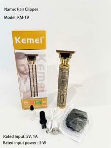 Kemei KM-T9 Professional Electric Hair Clipper T-Blade Clipper 0mm Gapped Carving Clipper Sculpting Clipper Beard Trimmer Usb Charging Hair Trimmer For Men Birthday Gift Home Use