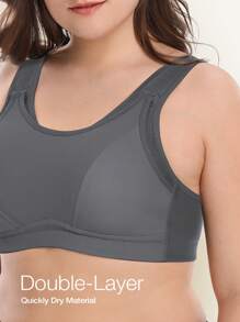 Große Größen Sport-BH für Damen, kabellos, ungefüttert, Volldeckung mit verstellbaren Trägern und breiten Schulterträgern, Hoher Halt für große Büste, bequemer Trainings-BH für Yoga, Fitness und Gym