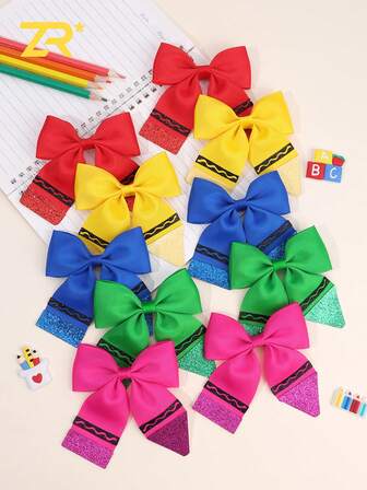 2 piezas/10 piezas Clips de pelo con lazo para volver a la escuela para niñas, pasadores de tela sencillos y casuales con lazo para fiestas escolares, accesorios para el cabello de mujer, pinzas para el cabello, ganchos para el cabello, pasadores para el cabello, artículos escolares