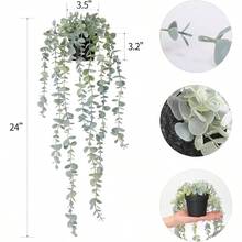 ASGSDFDS 1pcs Artificial Hanging Plants Fake Eucalyptus Potted Plant Hanging Plant For Wall Room Home Indoor Outdoor Shelf Decoration