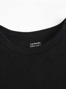 3pcs Baby Boys Black Bodysuit Long Sleeve Set, Suitable For Spring And Autumn