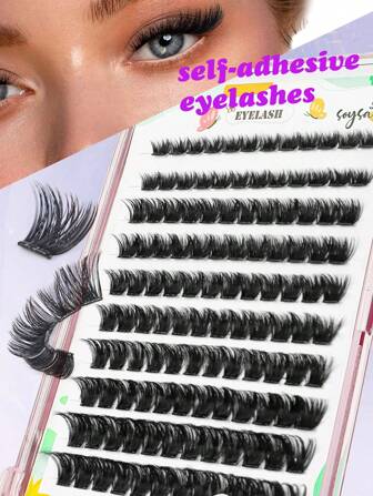 Self Adhesive Eyelashes Press On Lashes 120 Clusters Natural 10-14mm Self Adhesive Eyelashes Natural Lash Extensions No Glue Needed Cluster Lashes 120pcs Pre Glued Lashes Easy To Applylash Clusters,Eyelash Clusters,Individual Eyelashes,Lashes,Fake Lashes