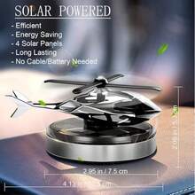 Car Air Freshener, Solar Energy Rotating Helicopter Aroma Diffuser Long Lasting Fragrance Perfume Cars Interior Decoration - Bạc - Xem 9