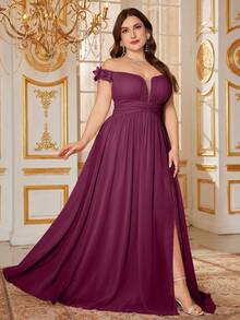 SUPGIR V-Neck Sleeveless Gathered Waist Cross-Over Split Flared Skirt Cocktail Dress