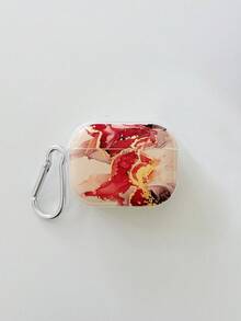 大理石纹耳机盒，水墨艺术透明 TPU 耳机盒，带金箔装饰，保护性时尚透明耳机盒，带 1 个耳机盒登山扣，兼容 保护套、耳机、 Pro（第二代）、 3、 Pro、 1/2、 4