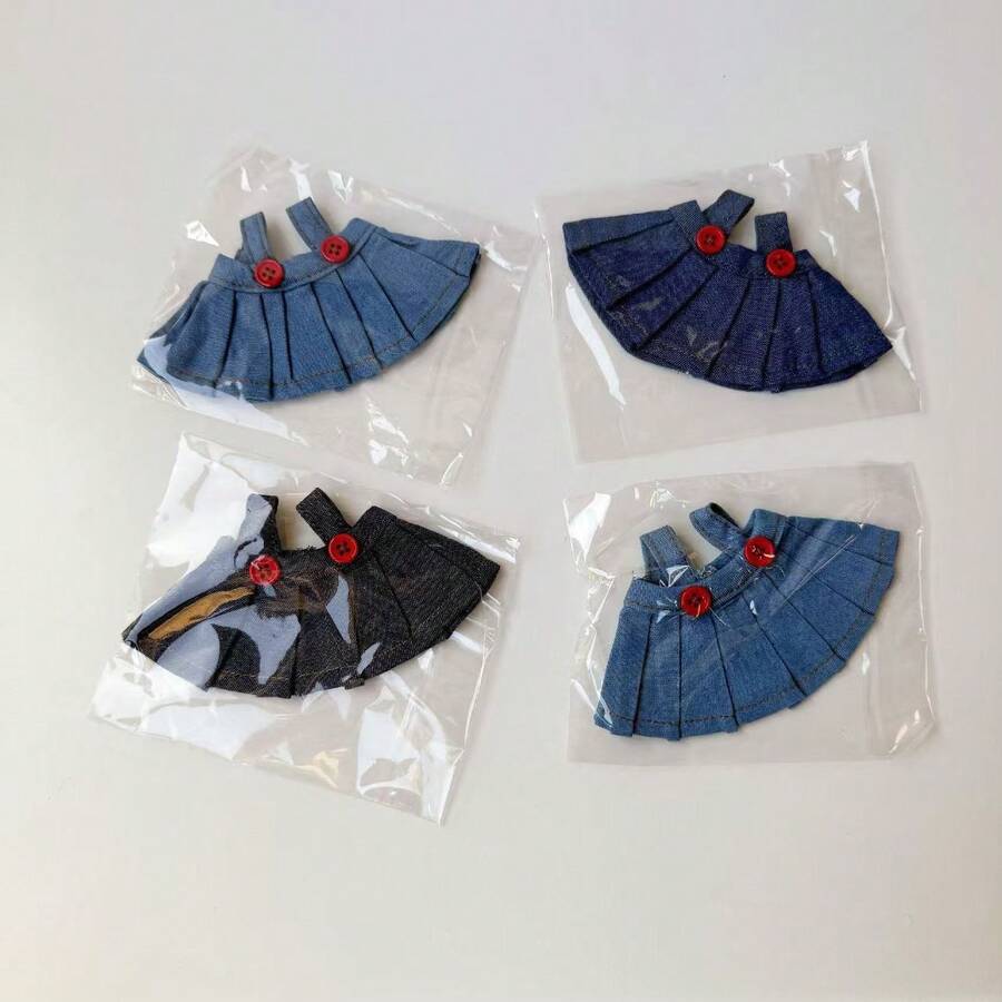 [仅衣服] 新款热销 17CM 吊坠牛仔百褶裙 适用于 1/2/3 代，用于 服装替换（不含娃娃） - 彩色 - 查看 1
