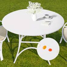 1 pièce Nappe de table en bois rond, protecteur de table en vinyle imperméable, protecteur de dessus de table composite en flanelle anti-rayures, nappe lavable résistante aux taches et à l'huile, convient pour l'intérieur, l'extérieur, le patio, le pique-nique, le camping, toutes saisons, printemps/été