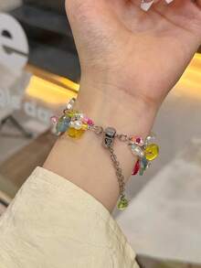 The New Y2K Dopamine Button Strap Is Compatible With Apple Watch Straps, Apple Watch 10/8/9/7/6/5/4/3/2/1 Series Straps, And Apple Watch Ultra40mm 44 41 45 49 42 38mm Women's Fashion Bracelet Accessories. Wearing It Is Neither Stuffy Nor Comfortable, Very Suitable For The Wrist - Translucent - View 9