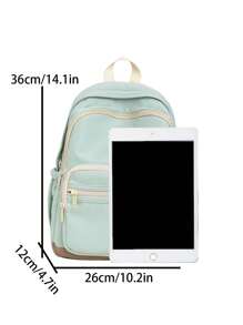 Mochila de Moda Feminina Colorblock, Bolsa com Multibolsos de Grande Capacidade para Carregar Livros, Tablet, Alça de Ombro Ajustável, Adequada para Uso Casual, Compras, Escola, Viagem
