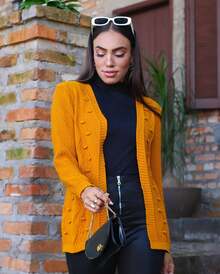 Polka Dot Knitted Cardigan - 金色 - 查看 2