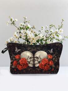 1 件/3 件（随机图案）万圣节鬼怪印花化妆包，化妆包女士化妆包钱包万圣节图案洗漱用品收纳包婚礼派对洗漱用品拉链手机钱包铅笔袋化妆包化妆旅行洗漱用品收纳必需品礼品收纳拉链配件指甲 - 彩色 - 查看 4