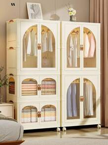 White Transparent Window Wardrobe Storage Cabinet Storage Shelf Coat Rack Shoe Rack Shoe Rack Bookcase Removable Removable Folding Multi-Functional Use Can Be Freely Combined For Living Room, Study, Bedroom, Dormitory, Holiday Gifts, Storage,Christmas Room Decor,Christmas Gift