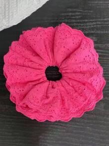 1 pieza de coletero de tela a cuadros de color rosa frambuesa hecho a mano, coletero de tela elegante, accesorios para el cabello premium, sujetador de cabello, accesorio para el cabello
