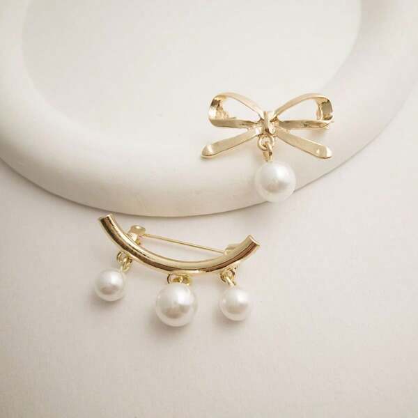 2pcs Elegant Alloy Brooch Set, Cute Irregular Shaped Scarf Pin & Shawl Accessory, Decorative Waist Cinch Clasp For Women'S Clothing