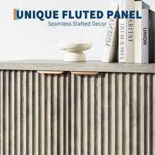 Fluted Sideboard Buffet Cabinet With Storage,Modern Credenza With Doors & Shelves,Media Console,Wood Storage Console Coffee Bar Wine Bar Cabinet Table For Living Room,Entryway,Hallway - Xám - Xem 4