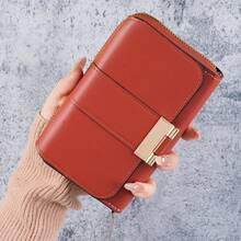 Cartera de Mujer conúltiples Ranuras para Tarjetas, Gran Capacidad, Cartera Retro Multifuncional, Monedero - Rojo - Ver 4