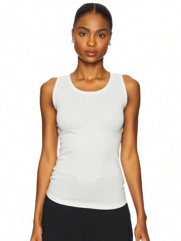 Plain    Casual    Knitted Fabric    Rib-Knit    Vest  Beach  Home  Daily    Summer