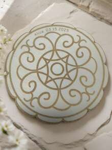 [Customize]1pc Customized Cup Mats With Patterns Custom Name Custom Date Laser Engraving Can Be Used As A Coaster Suitable For Family Placement Holiday Gift - Multicolor - View 3