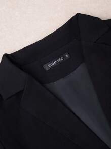 HOMEYEE Women's Lapel Collar Long Sleeve Pocket Spring Autumn Winter All-Season Vintage Elegant Casual Resort Business Professional OL Plus Size Top Jacket - Black - View 3