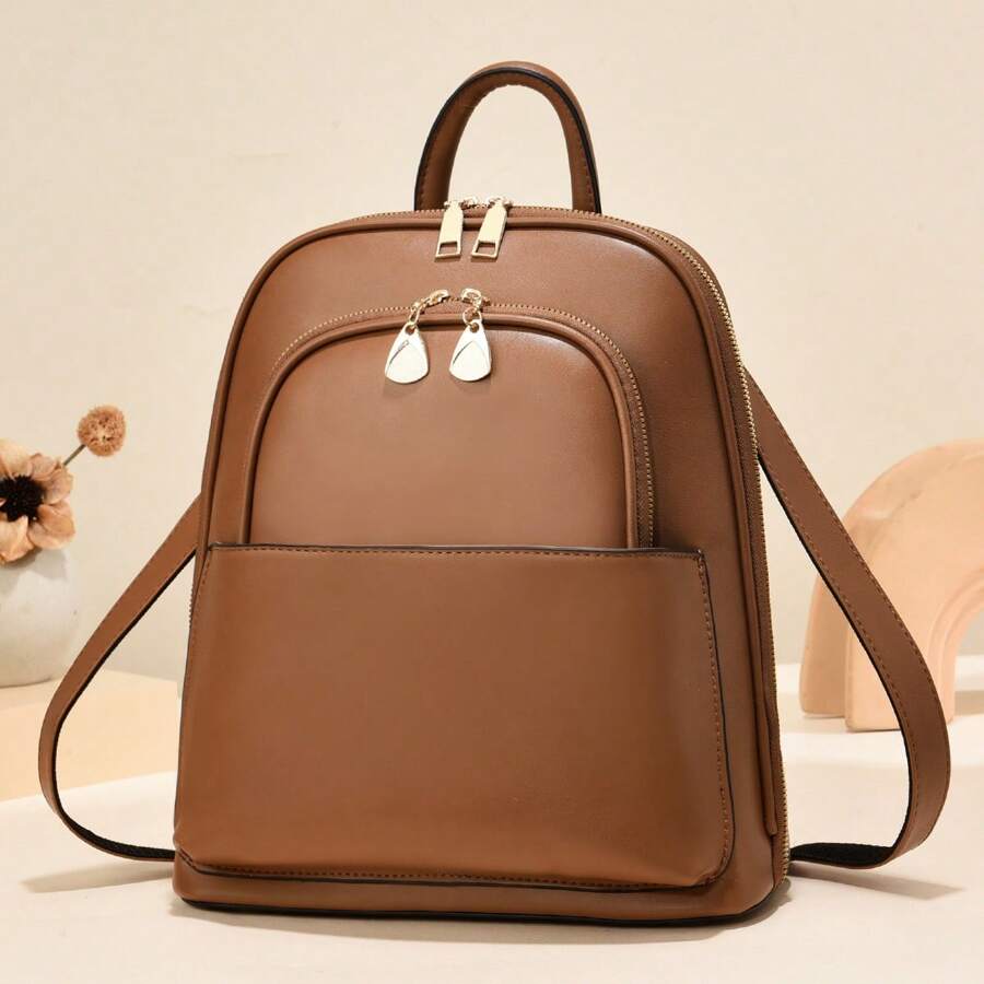 Women Fashion Backpacks - 咖啡 - 查看 1