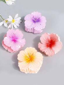 6个渐变色花朵发夹，多功能发爪，适用于丸子头、马尾辫，适合海滩度假、派对、节日、假日、生日等场合，是完美的礼物之选。 - 彩色 - 查看 5