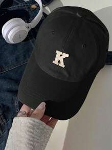 1 pièce Casquette de baseball femme avec broderie 3D logo K, réglable, protection solaire extérieure, chapeau casual adapté pour le printemps, l'automne, les voyages, les vacances à la plage, style Y2K pour jeunes hommes