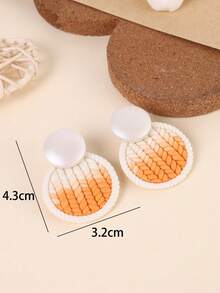 1 对手工制作的渐变色聚合物粘土和木材 3D 纹理耳钉，手工设计，适合度假、派对、日常佩戴和送礼，多种颜色可选