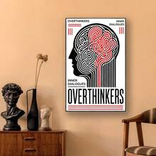 Framed Overthinkers Inner Dialogue Vintage Style Art Printable Posters,Pictures,Cuadros Para La Sala,Dom Decor,Room Decor,Bathroom Decor,Painting - Framed - View 4