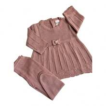 Newborn Baby Knitted Dress - Rusty Rose - View 1