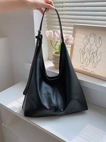 Bolso de hombro de gran capacidad y unicolor suave de estilo vintage para mujeres, bolso cruzado versátil con asa, bolso de hombro tipo hobo de gran capacidad, bolso cruzado de bandolera casual para el trabajo