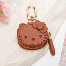 Sanrio 1 pieza Llavero de Hello Kitty - Estuche de llaves de piel, con cremallera dorada, llavero multifuncional, diseño compacto, adecuado para uso doméstico, regalos festivos, accesorios de decoración, cierre de cremallera duradero, organizador de llaves, aplicable para accesorios de Hello Kitty, decoración para parejas
