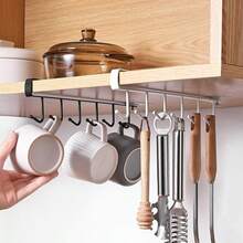 2 piezas Soporte de pared para tazas con 6 ganchos, organizador de almacenamiento multifuncional, adecuado para todo tipo de ganchos de utensilios de cocina