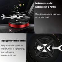 Car Air Freshener, Solar Energy Rotating Helicopter Aroma Diffuser Long Lasting Fragrance Perfume Cars Interior Decoration - Bạc - Xem 2
