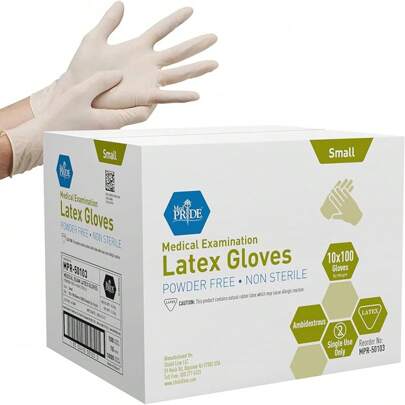 MED Disposable Latex Gloves, Small Latex Gloves, Powder-, 5 Mil Thick, Box Of