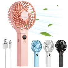 1pc Mini Portable Fan, Handheld Fan Personal Mini Fan USB Rechargeable,90° Foldable Battery Operated Mini Fan With LED Display, Desk Fan Working Time For Office Bedroom Outdoor Travel Camping Back To School Supplies - Multicolor - View 2