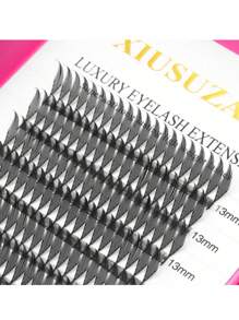 XIUSUZAKI 12 ROWS Comic Spire Eyelashes Automatic Flowering Premade Fans Eyelashes Extensions Individual Volume False Lashes Cosplay - Black - View 4