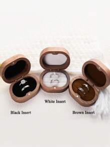1PC Personalized Walnut Double Ring Box – Custom Engraved Oval Or Square Wooden Ring Holder For Engagement, Wedding Proposal, Anniversary, Or Valentine's Day Gift