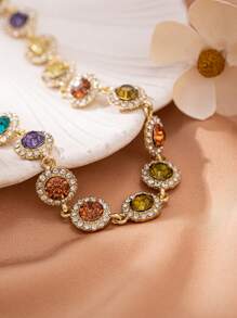 1 pieza Elegante collar de mujer con adornos de strass y circonita, versátil, lujoso y fashionable, adecuado para uso diario, fiestas y ceremonias; puede ser un regalo para familiares, esposa o novia en cumpleaños, aniversarios u otras ocasiones