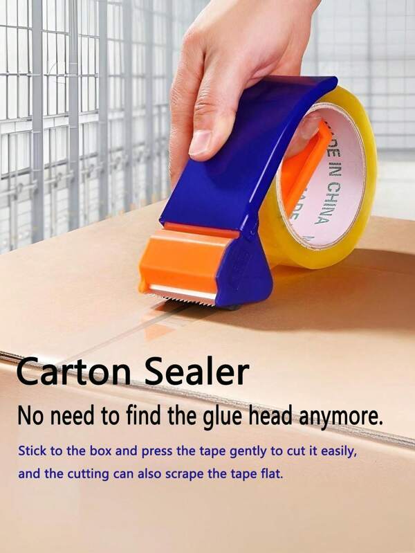 1/2 Pcs Box Tape Cutter, Plastic Carton Sealing Tool, No Electricity Needed, Versatile For Supermarkets, Homes, Offices, Shops - Express Shipping & Packaging Accessory