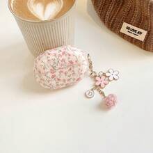 Minimalist Pink Floral Rose Flower Elements Protective Bluetooth Earphone Case With Flower Charm Keychain For Huawei Freebuds Clip2/Clip Wireless Bluetooth Earphones, Freebuds Pro3/Pro4/7i, Freebuds Clip/SE2/SE3/5i/6i/Freebuds6 Bluetooth Earphones Gift Party - Pink - View 6