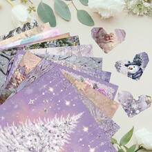 24/36 件紫色圣诞主题剪贴簿纸垫，5.9*5.9 英寸单面紫色圣诞老人、圣诞树、姜饼人、雪人设计剪贴簿纸，适用于垃圾日记本子弹日记、贺卡、DIY 工艺品、相册和手工艺品、学校用品、返校 - 紫色 - 查看 6