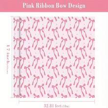 Pink Bow Wrapping Paper Roll - Mini Roll - 17 Inch X 33 Feet - Pink Ribbon Bow Design Perfect For Valentine's Day, Girlfriend's Birthday, Bachelorette Party,Valentine's Day - Multicolor - View 7
